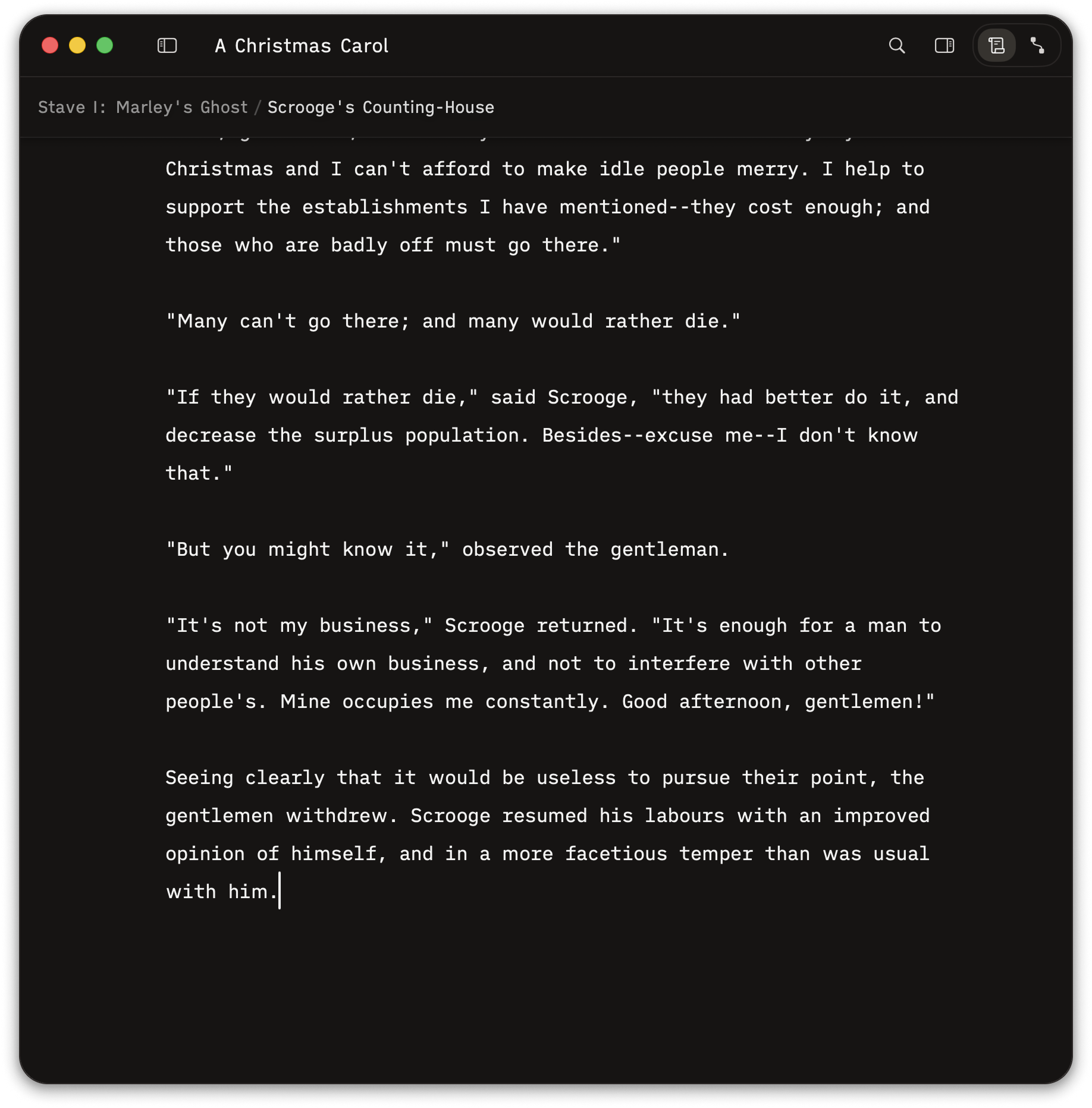 Herbert editor in focused writing mode