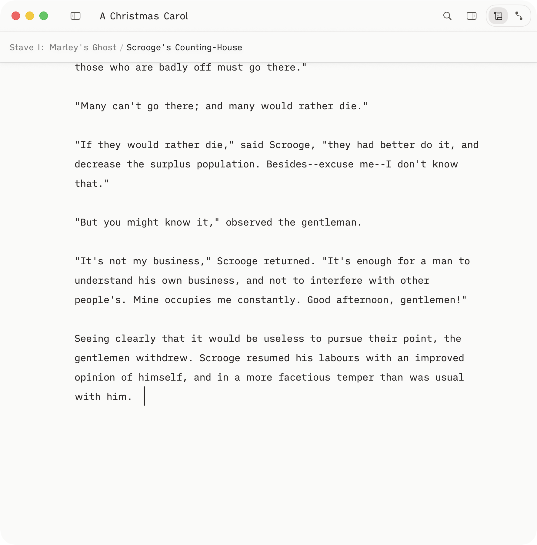 Herbert editor in focused writing mode